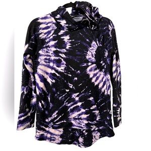 LuLaRoe Black and Purple Tie-Dye Hoodie
